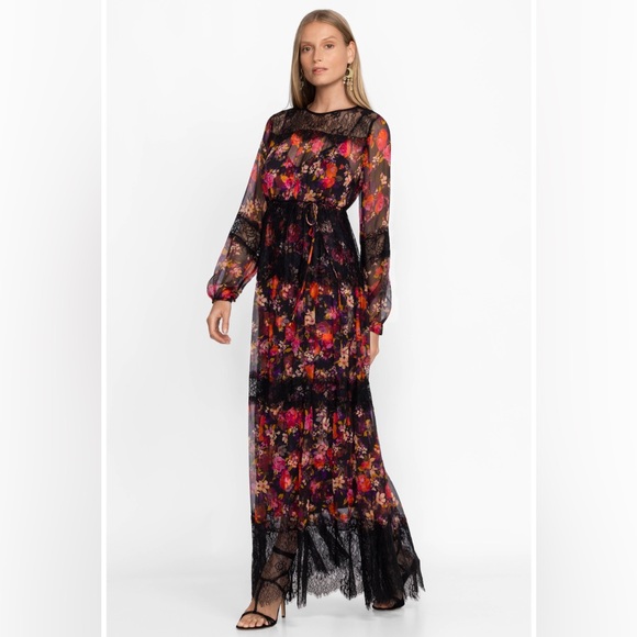 New JOHNNY WAS  Flora PURE Silk Lacy Maxi Dress  15T8 - Picture 1 of 8